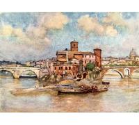 RZHRHJES Dipinto Astratto Decorativo Tela Immagini Stampe Immagine Isola del Tevere l'Isola Sacra di Alberto Pisa per Decorazioni per la Casa 60x90cm