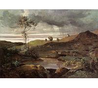 RZHRHJES Dipinto Astratto Decorativo Tela Immagini Stampe Immagine la campagna romana in inverno di Jean-baptiste-camille Corot per Decorazioni per la Casa 60x90cm