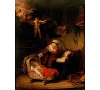 RZHRHJES Dipinto Astratto Decorativo Tela Immagini Stampe Immagine la Sacra Famiglia di Rembrandt Van Rijn per Decorazioni per la Casa 60x90cm