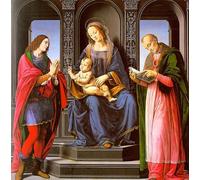 RZHRHJES Dipinto Astratto Decorativo Tela Immagini Stampe Immagine la Vergine col Bambino e San Giuliano di Lorenzo Di Credi per Decorazioni per la Casa 60x90cm