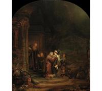 RZHRHJES Dipinto Astratto Decorativo Tela Immagini Stampe Immagine la Visitazione di Rembrandt Van Rijn per Decorazioni per la Casa 60x90cm