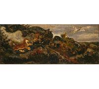 RZHRHJES Dipinto Astratto Decorativo Tela Immagini Stampe Immagine Pantera che insegue una cicogna di Antoine Louis Barye per Decorazioni per la Casa 60x90cm