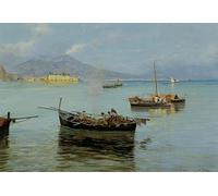RZHRHJES Dipinto Astratto Decorativo Tela Immagini Stampe Immagine Porto De Napoli di Attilio Pratella per Decorazioni per la Casa 60x90cm