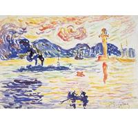 RZHRHJES Dipinto Astratto Decorativo Tela Immagini Stampe Immagine Porto di Saint-tropez con la torpediniera di Paul Signac per Decorazioni per la Casa 60x90cm