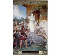 RZHRHJES Dipinto Astratto Decorativo Tela Immagini Stampe Immagine Santa Genoveffa che calma i parigini all'avvicinarsi di Attila di Jules Elie Delaunay per Decorazioni per la Casa 60x90cm