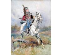 RZHRHJES Dipinto Astratto Decorativo Tela Immagini Stampe Immagine un cavaliere francese a cavallo di Jean Baptiste Edouard Detaille per Decorazioni per la Casa 60x90cm