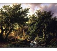 RZHRHJES Dipinto Astratto Decorativo Tela Immagini Stampe Immagine un paesaggio boscoso con una cappella di Barend Cornelis Koekkoek per Decorazioni per la Casa 60x90cm