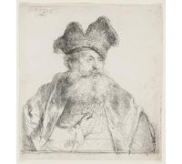RZHRHJES Dipinto Astratto Decorativo Tela Immagini Stampe Immagine Vecchio con cappello di pelliccia diviso di Rembrandt Van Rijn per Decorazioni per la Casa 60x90cm