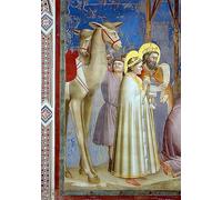 RZHRHJES Mural Dipinto Poster su Tela Quadri su Tela Adorazione dei Magi Particolare Due cammelli ei Magi con i loro doni di Giotto Di Bondone per Decorazioni per la Casa 60x90cm