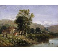 RZHRHJES Mural Dipinto Poster su Tela Quadri su Tela Aspettando il traghetto di David Cox per Decorazioni per la Casa 60x90cm