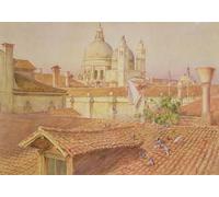 RZHRHJES Mural Dipinto Poster su Tela Quadri su Tela Dalla finestra degli artisti verso Santa Maria della Salute di Walter Frederick Roofe Tyndale per Decorazioni per la Casa 60x90cm