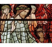 RZHRHJES Mural Dipinto Poster su Tela Quadri su Tela Dettaglio della finestra del Giudizio Universale Cristo in maestà di Edward Burne Jones per Decorazioni per la Casa 60x90cm