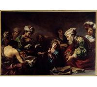RZHRHJES Mural Dipinto Poster su Tela Quadri su Tela Gesù tra i dottori Dipinto di Claude Vignon per Decorazioni per la Casa 60x90cm