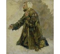 RZHRHJES Mural Dipinto Poster su Tela Quadri su Tela Il Matto Di Dio In Ginocchio Di Vasilij Ivanovic Surikov per Decorazioni per la Casa 60x90cm