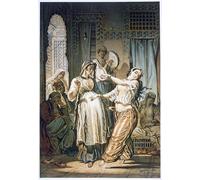RZHRHJES Mural Dipinto Poster su Tela Quadri su Tela La Danzatrice Egiziana Il Cairo di Amadeo Preziosi per Decorazioni per la Casa 60x90cm