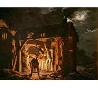 RZHRHJES Mural Dipinto Poster su Tela Quadri su Tela la fucina di ferro vista da senza di Wright of Derby per Decorazioni per la Casa 60x90cm