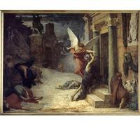RZHRHJES Mural Dipinto Poster su Tela Quadri su Tela la peste nella rappresentazione allegorica del fiore che sfonda le porte di Jules Elie Delaunay per Decorazioni per la Casa 60x90cm