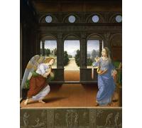 RZHRHJES Mural Dipinto Poster su Tela Quadri su Tela l'Annunciazione e Tre Storie della Genesi di Lorenzo Di Credi per Decorazioni per la Casa 60x90cm