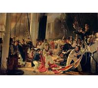 RZHRHJES Mural Dipinto Poster su Tela Quadri su Tela Sul ponte durante una battaglia navale di François Auguste Biard per Decorazioni per la Casa 60x90cm