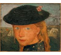 RZHRHJES Mural Dipinto Poster su Tela Quadri su Tela Testa di bambina con cappello di paglia - Paula Modersohn Becker per Decorazioni per la Casa 60x90cm