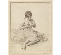 RZHRHJES Mural Dipinto Poster su Tela Quadri su Tela Una bambina che ha infilato il dito in una spina di rosa di CW Eckersberg per Decorazioni per la Casa 60x90cm