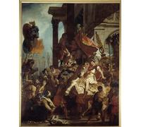 RZHRHJES Murale Tela Nordico Pittura la giustizia di Traiano una vedova il cui figlio è stato ucciso chiede giustizia di Ferdinandeugene Delacroix per L'arredamento Della Camera da Letto 60x90cm