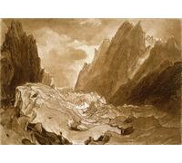RZHRHJES Murale Tela Nordico Pittura Mer De Glace Valle di Chamouni Savoia Dal 'libro degli studi' inciso dall'artista da Mallord William Turner per L'arredamento Della Camera da Letto 60x90cm
