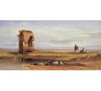 RZHRHJES Pittura su Tela di Paesaggio Riproduzione Dipinto Stampe da Parete Per Quadri Buon Ricovero nella campagna romana di Edward Leaars per la Decorazione Della Parete 60x90cm