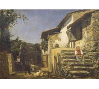 RZHRHJES Pittura su Tela di Paesaggio Riproduzione Dipinto Stampe da Parete Per Quadri Casale a Sorrento di Filippo Palizzi per la Decorazione Della Parete 60x90cm