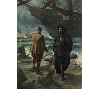 RZHRHJES Pittura su Tela di Paesaggio Riproduzione Dipinto Stampe da Parete Per Quadri Daland guardò lo straniero con attenzione di Hermann Hendrich per la Decorazione Della Parete 60x90cm