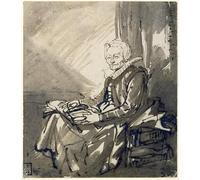 RZHRHJES Pittura su Tela di Paesaggio Riproduzione Dipinto Stampe da Parete Per Quadri Donna con un libro aperto sulla sua lapa di Rembrandt Van Rijn per la Decorazione Della Parete 60x90cm
