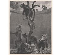 RZHRHJES Pittura su Tela di Paesaggio Riproduzione Dipinto Stampe da Parete Per Quadri Fossa degli orsi allo zoo di Adolph Menzel per la Decorazione Della Parete 60x90cm