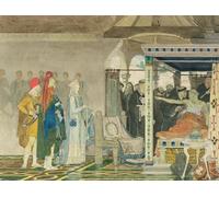 RZHRHJES Pittura su Tela di Paesaggio Riproduzione Dipinto Stampe da Parete Per Quadri Fredegonda al letto di morte di Pretestato di Lawrence Alma Tadema per la Decorazione Della Parete 60x90cm