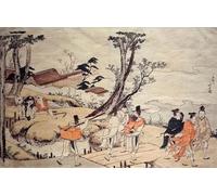 RZHRHJES Pittura su Tela di Paesaggio Riproduzione Dipinto Stampe da Parete Per Quadri I poeti di Katsushika Hokusai per la Decorazione Della Parete 60x90cm