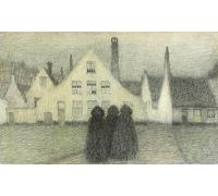 RZHRHJES Pittura su Tela di Paesaggio Riproduzione Dipinto Stampe da Parete Per Quadri il Convento delle Beghine a Bruges di Henri Le Sidaner per la Decorazione Della Parete 60x90cm