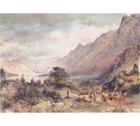 RZHRHJES Pittura su Tela di Paesaggio Riproduzione Dipinto Stampe da Parete Per Quadri la Baia di Cattaro in Dalmazia di Rudolf Ritter Von Alt per la Decorazione Della Parete 60x90cm