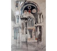 RZHRHJES Pittura su Tela di Paesaggio Riproduzione Dipinto Stampe da Parete Per Quadri La cattedrale di San Marco dopo la pioggia John Ruskin per la Decorazione Della Parete 60x90cm