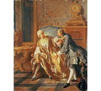 RZHRHJES Pittura su Tela di Paesaggio Riproduzione Dipinto Stampe da Parete Per Quadri la Giarrettiera di Jean François De Troy per la Decorazione Della Parete 60x90cm