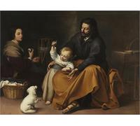 RZHRHJES Pittura su Tela di Paesaggio Riproduzione Dipinto Stampe da Parete Per Quadri la Sacra Famiglia con l'uccellino di Bartolomé Esteban Murillo per la Decorazione Della Parete 60x90cm