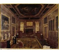 RZHRHJES Pittura su Tela di Paesaggio Riproduzione Dipinto Stampe da Parete Per Quadri la Sala del Consiglio dei Dieci Al Palazzo Ducale di Gabriele Bella per la Decorazione Della Parete 60x90cm