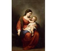 RZHRHJES Pittura su Tela di Paesaggio Riproduzione Dipinto Stampe da Parete Per Quadri Lady col Bambino di Bartolomé Esteban Murillo per la Decorazione Della Parete 60x90cm