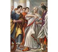 RZHRHJES Pittura su Tela di Paesaggio Riproduzione Dipinto Stampe da Parete Per Quadri l'assassinio di Giulio Ceaare di Tancredi Scarpelli per la Decorazione Della Parete 60x90cm
