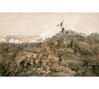 RZHRHJES Pittura su Tela di Paesaggio Riproduzione Dipinto Stampe da Parete Per Quadri L'attacco al Malakoff di William Simpson per la Decorazione Della Parete 60x90cm