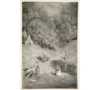 RZHRHJES Pittura su Tela di Paesaggio Riproduzione Dipinto Stampe da Parete Per Quadri l'incontro tra Artù e Pellinore di Gustave Dore per la Decorazione Della Parete 60x90cm