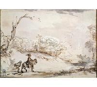 RZHRHJES Pittura su Tela di Paesaggio Riproduzione Dipinto Stampe da Parete Per Quadri Paesaggio con cavaliere di Rembrandt Van Rijn per la Decorazione Della Parete 60x90cm