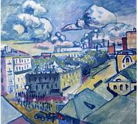 RZHRHJES Pittura su Tela di Paesaggio Riproduzione Dipinto Stampe da Parete Per Quadri Piazza Zubovsky a Mosca vista dalla finestra di Wassily Kandinsky per la Decorazione Della Parete 60x90cm