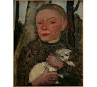 RZHRHJES Pittura su Tela di Paesaggio Riproduzione Dipinto Stampe da Parete Per Quadri Ragazza con agnello di Paula Modersohn Becker per la Decorazione Della Parete 60x90cm