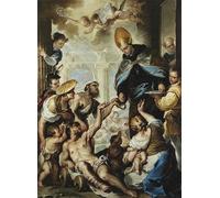 RZHRHJES Pittura su Tela di Paesaggio Riproduzione Dipinto Stampe da Parete Per Quadri Santo di Villanova che fa l'elemosina poveri di famoso artista per la Decorazione Della Parete 60x90cm