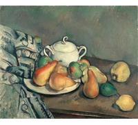 RZHRHJES Pittura su Tela di Paesaggio Riproduzione Dipinto Stampe da Parete Per Quadri Sucrier Poires Et Tapis di Paul Cézanne per la Decorazione Della Parete 60x90cm