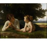 RZHRHJES Pittura su Tela di Paesaggio Riproduzione Dipinto Stampe da Parete Per Quadri Tentazione di William Adolphe Bouguereau per la Decorazione Della Parete 60x90cm